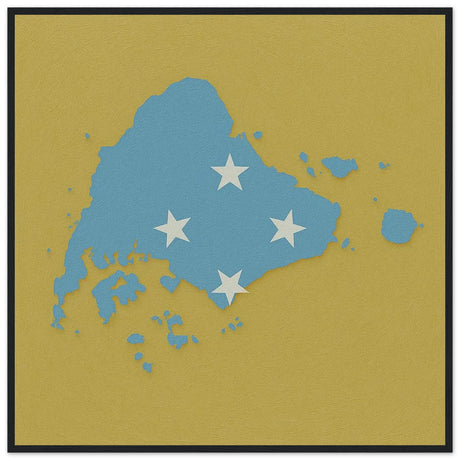 Affiche encadrée drapeau micronésie en bois décoratif