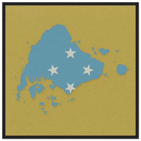Affiche encadrée drapeau micronésie en bois décoratif