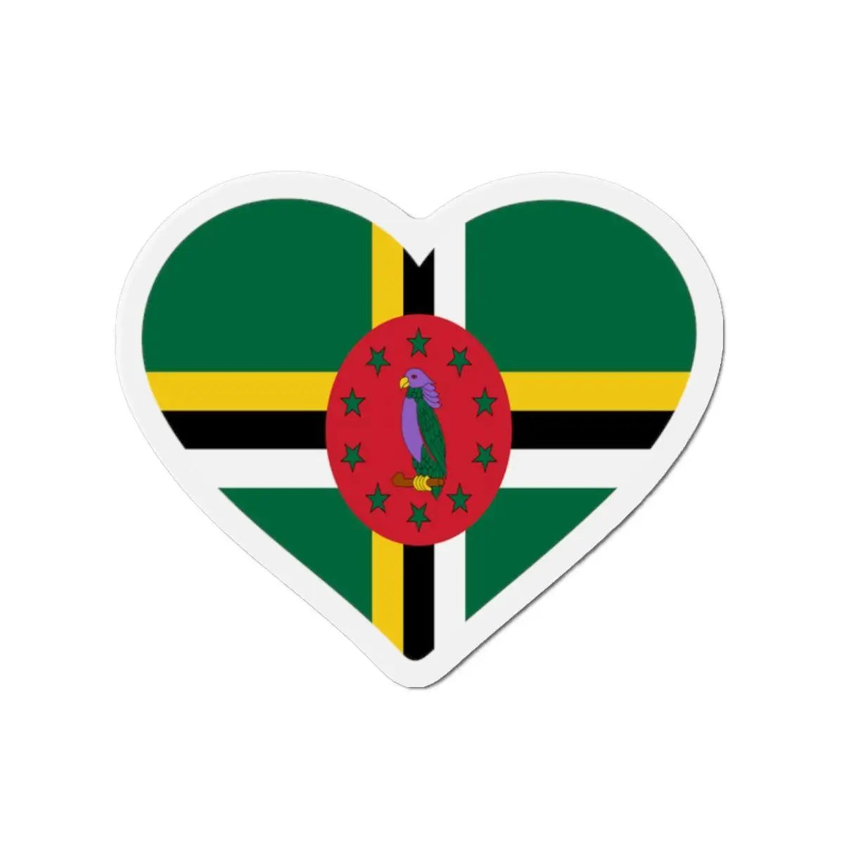 Aimant cœur drapeau dominique forme décorative magnet
