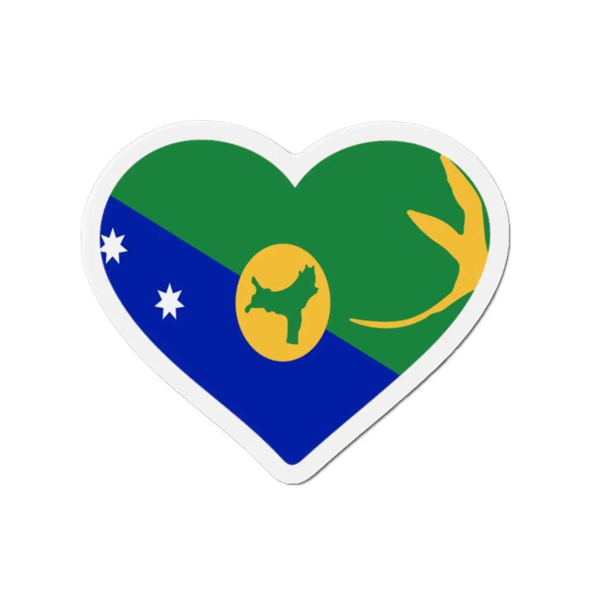 Aimant cœur drapeau île christmas déco métal colorée