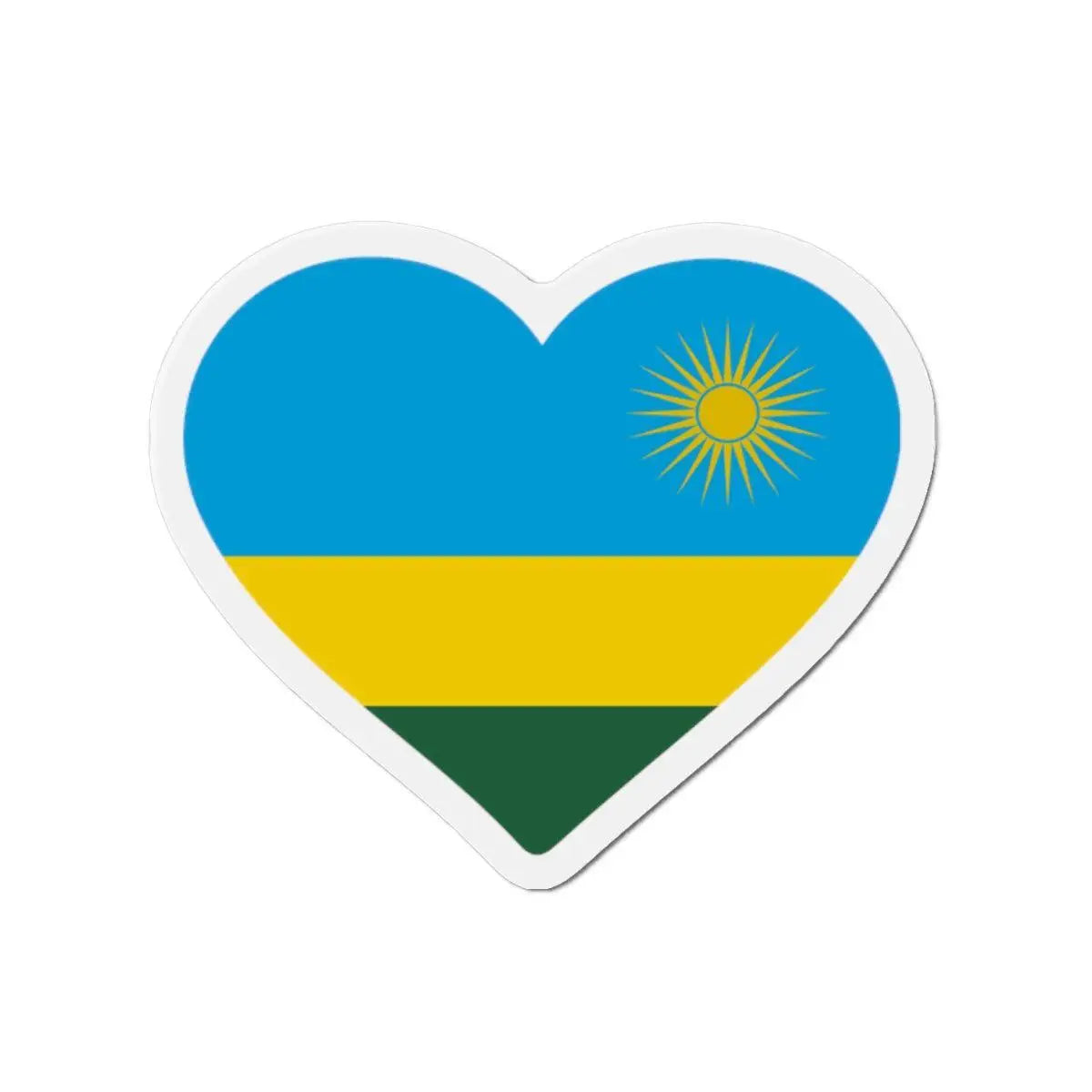 Aimant coeur drapeau rwanda forme décorative colorée