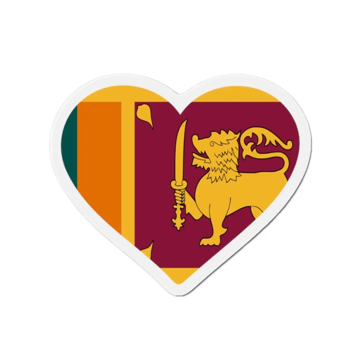 Aimant cœur drapeau sri lanka forme décorative colorée