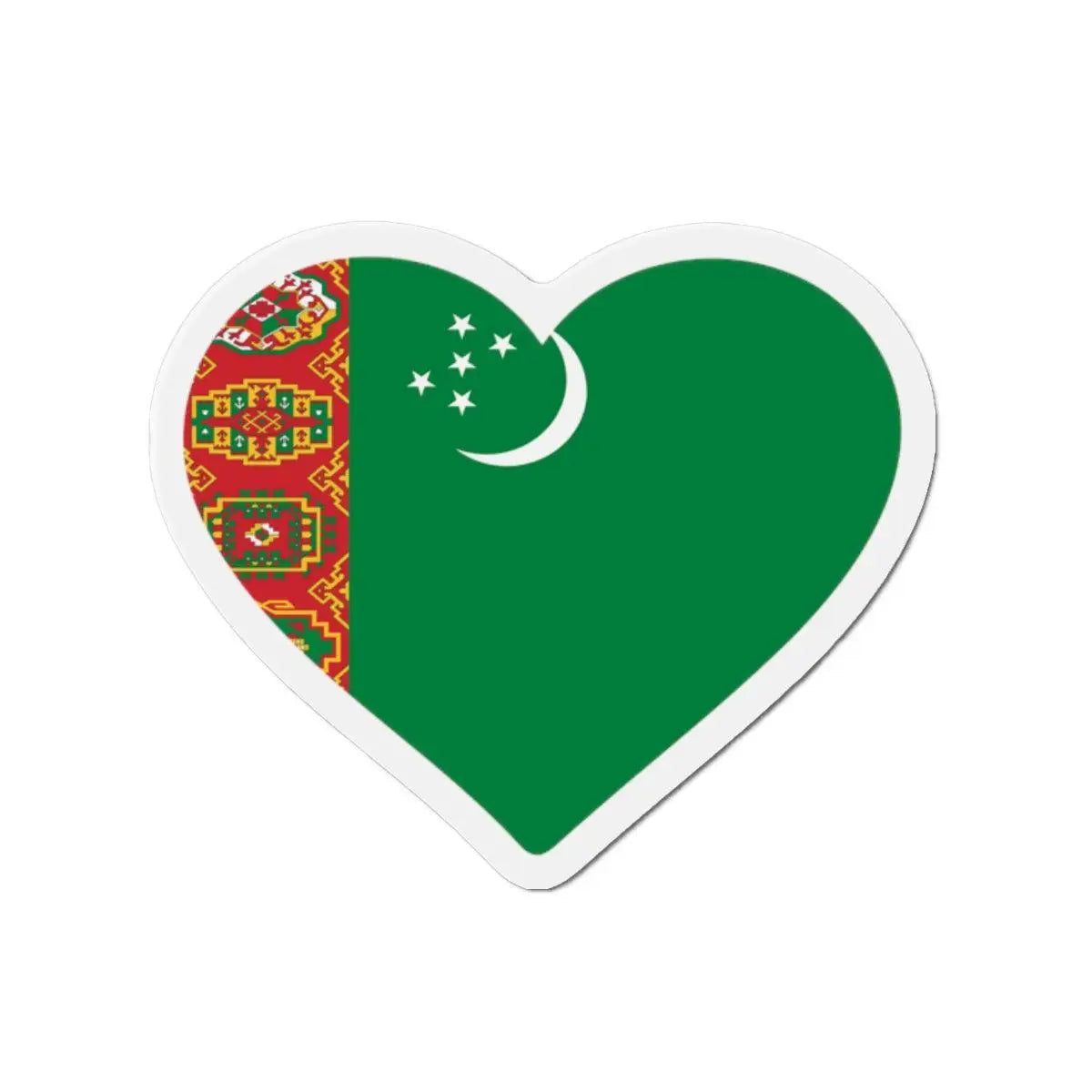 Aimant coeur drapeau turkménistan finition décorative