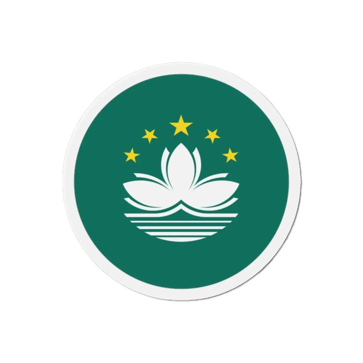 Aimant rond drapeau macao décoratif en finition brillante