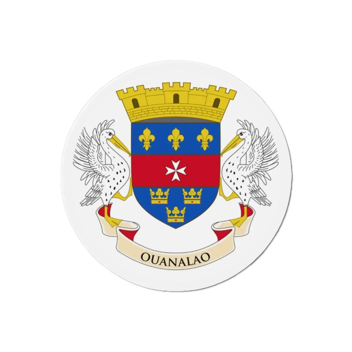 Aimant rond drapeau saint-barthélemy forme décorative