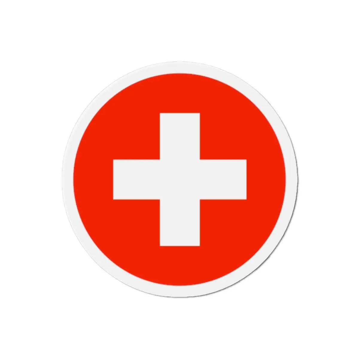 Aimant rond drapeau suisse en métal finition brillante