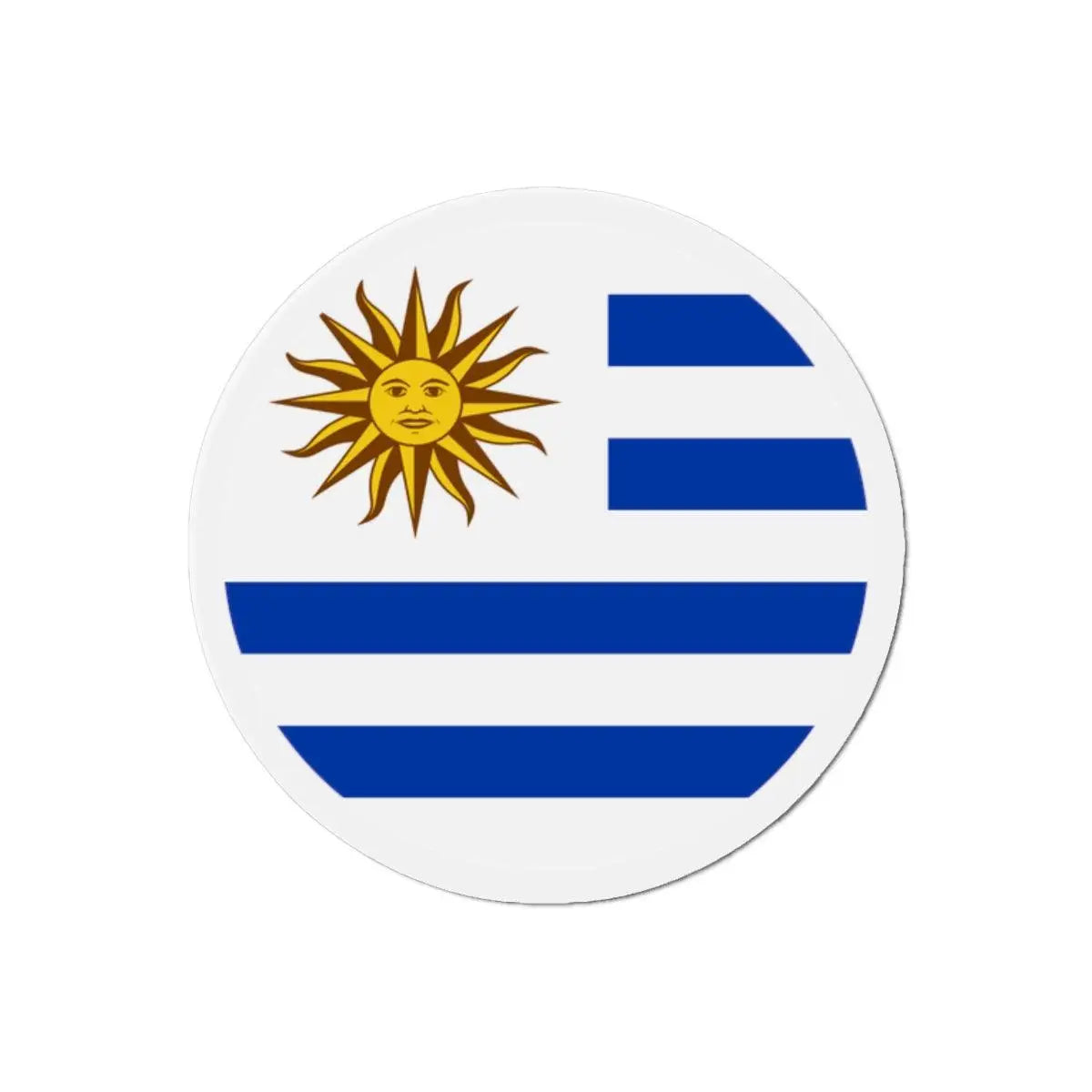 Aimant rond drapeau uruguay décoratif en finition brillante