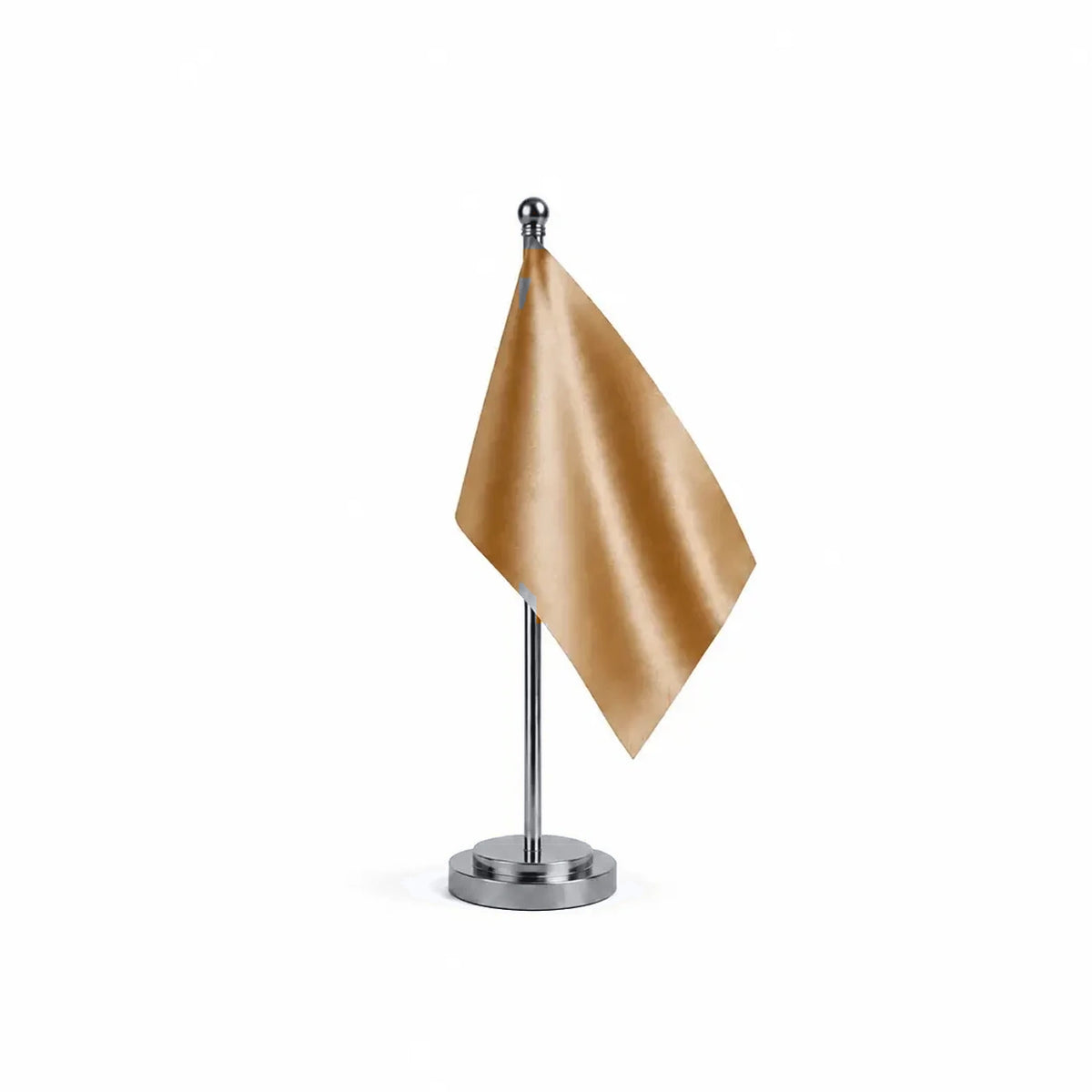 Drapeau Bureau Marron modèle Argent avec mât et socle en acier inoxydable
