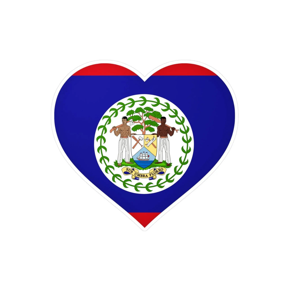 Autocollant cœur drapeau belize pvc résistant décoratif