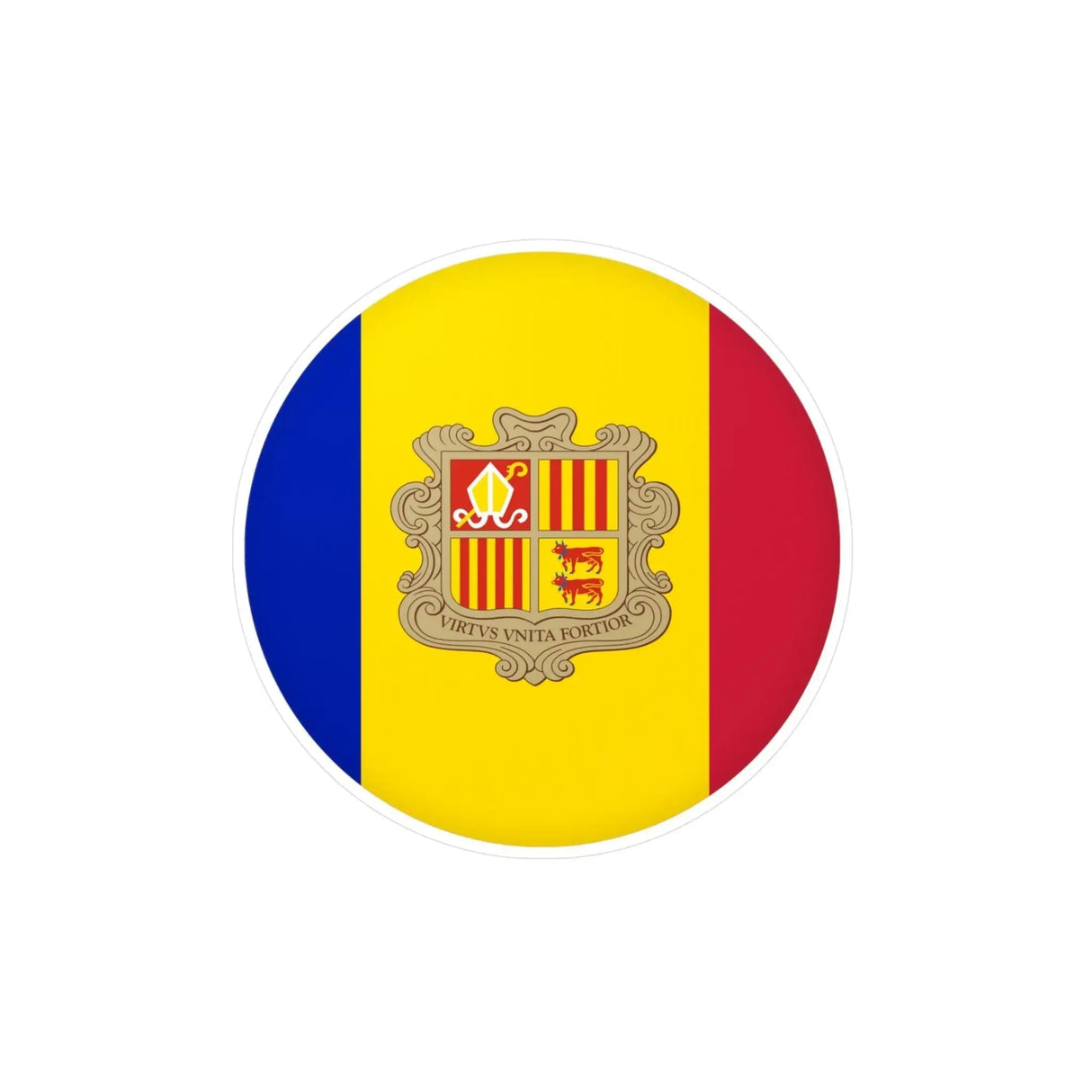 Autocollant rond drapeau andorre pvc résistant décoratif