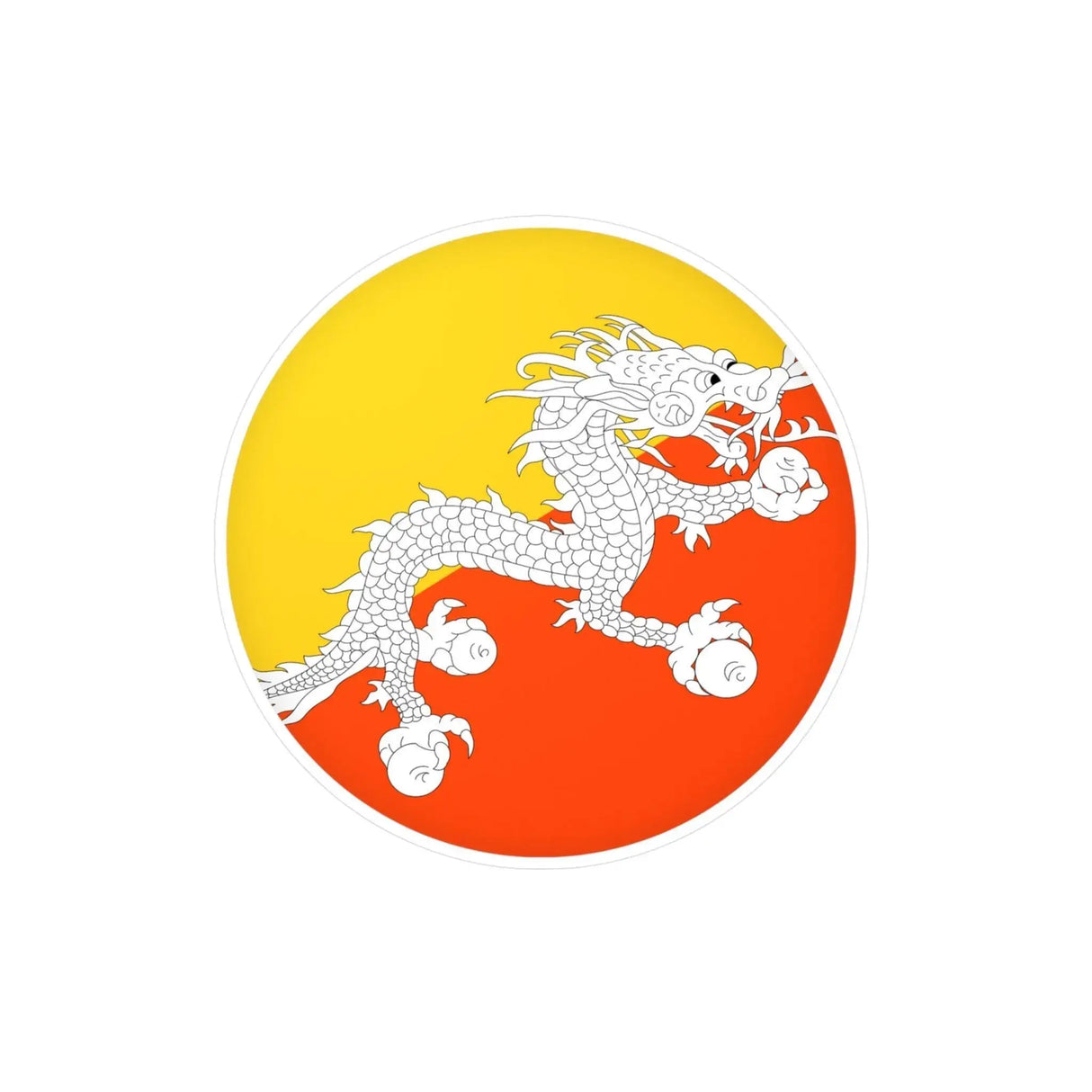 Autocollant rond drapeau bhoutan en pvc résistant