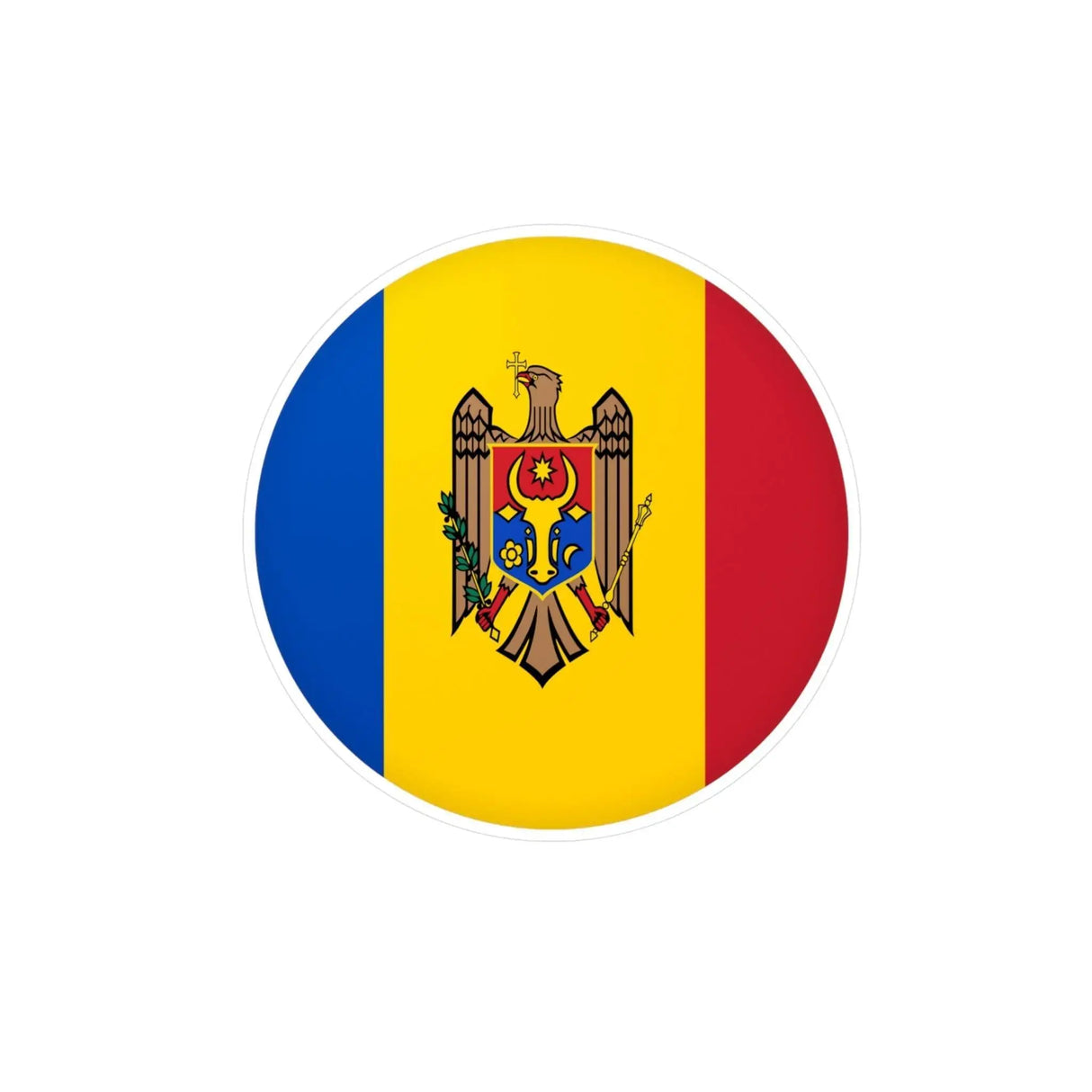 Autocollant rond drapeau moldavie pvc résistant décoratif