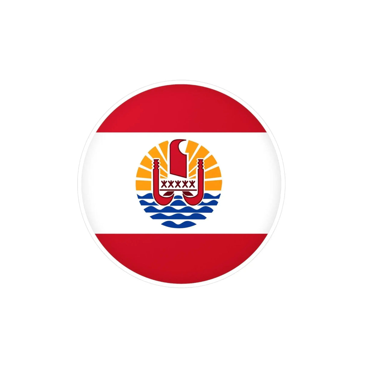Autocollant rond drapeau polynésie française pvc résistant