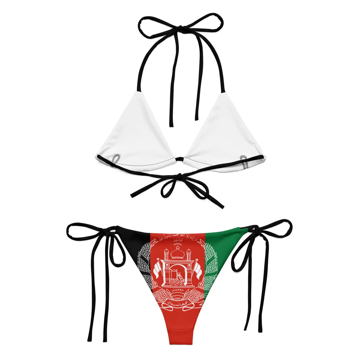 Bikini drapeau afghanistan à cordon recyclé imprimé