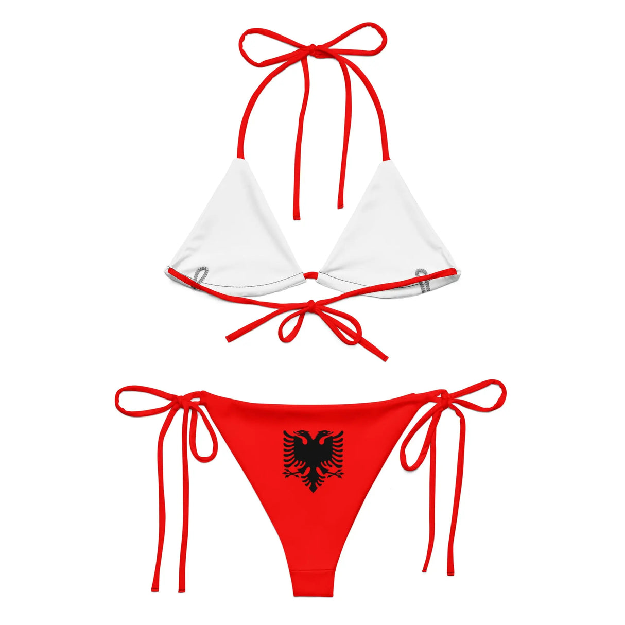 Bikini drapeau albanie à cordon recyclé orné confortable