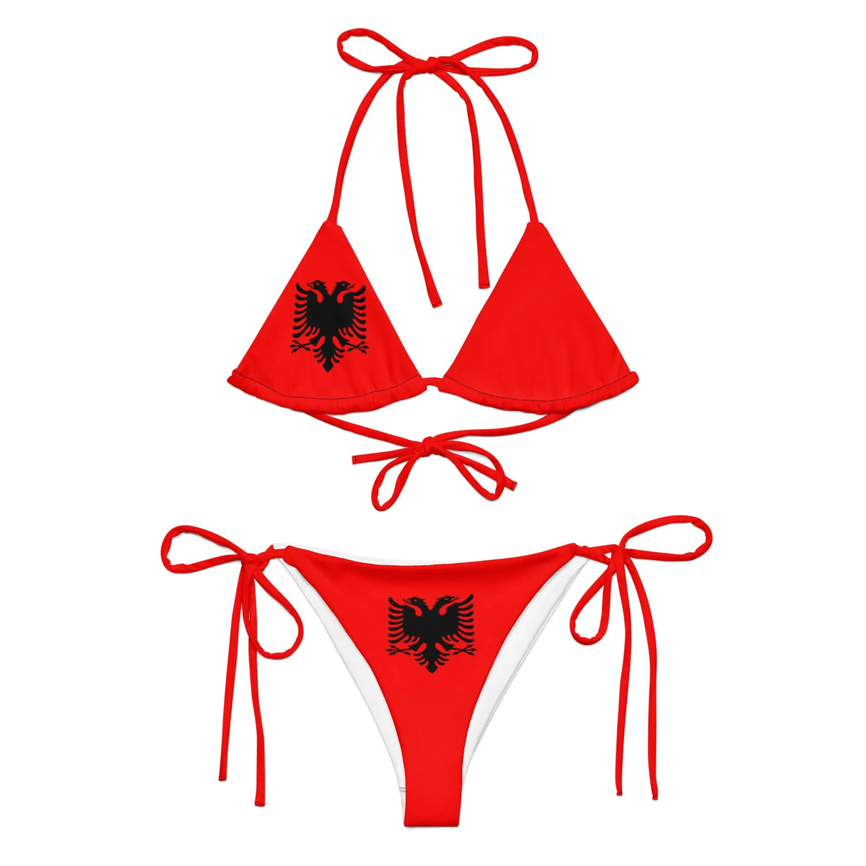 Bikini drapeau albanie à cordon recyclé orné confortable