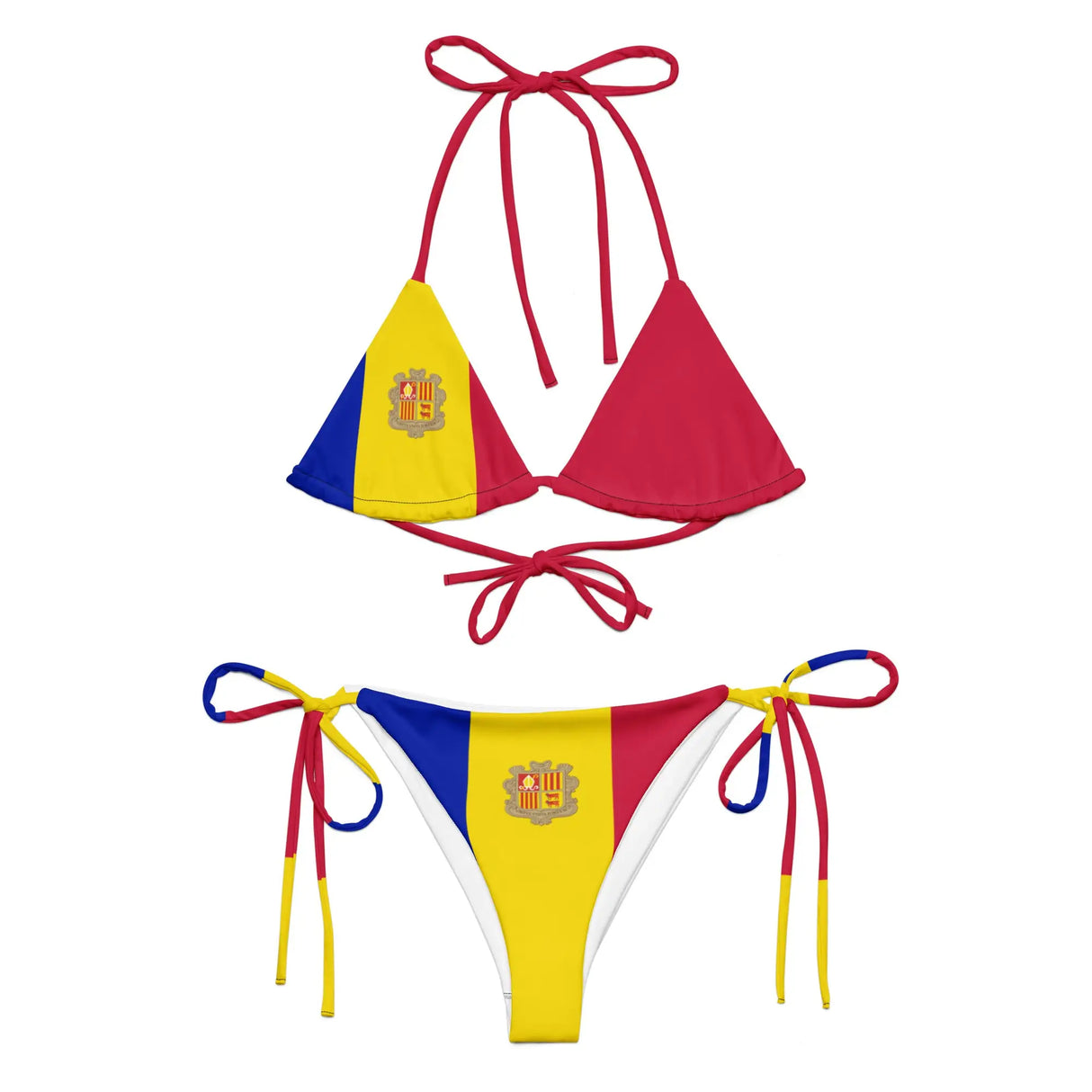 Bikini drapeau andorre à cordon recyclé orné confortable
