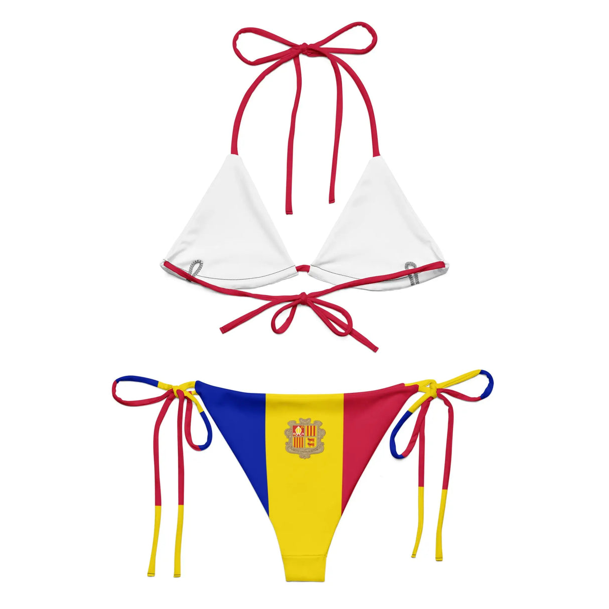 Bikini drapeau andorre à cordon recyclé orné confortable