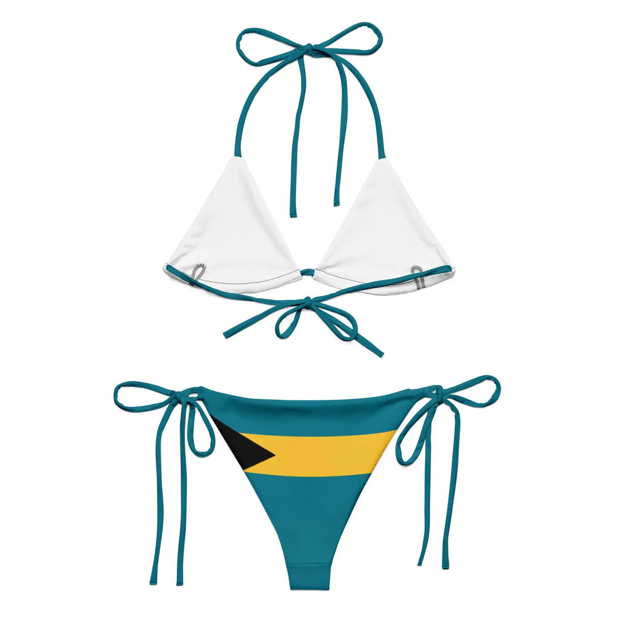 Bikini drapeau bahamas à cordon recyclé orné uv