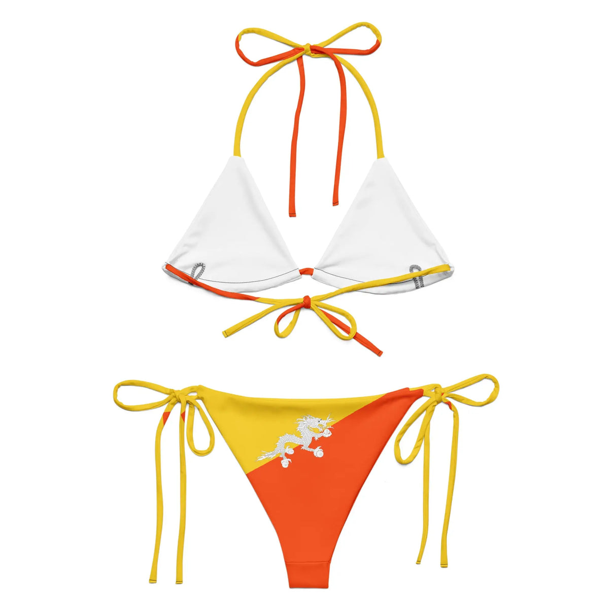 Bikini drapeau bhoutan cordon recyclé impression all over