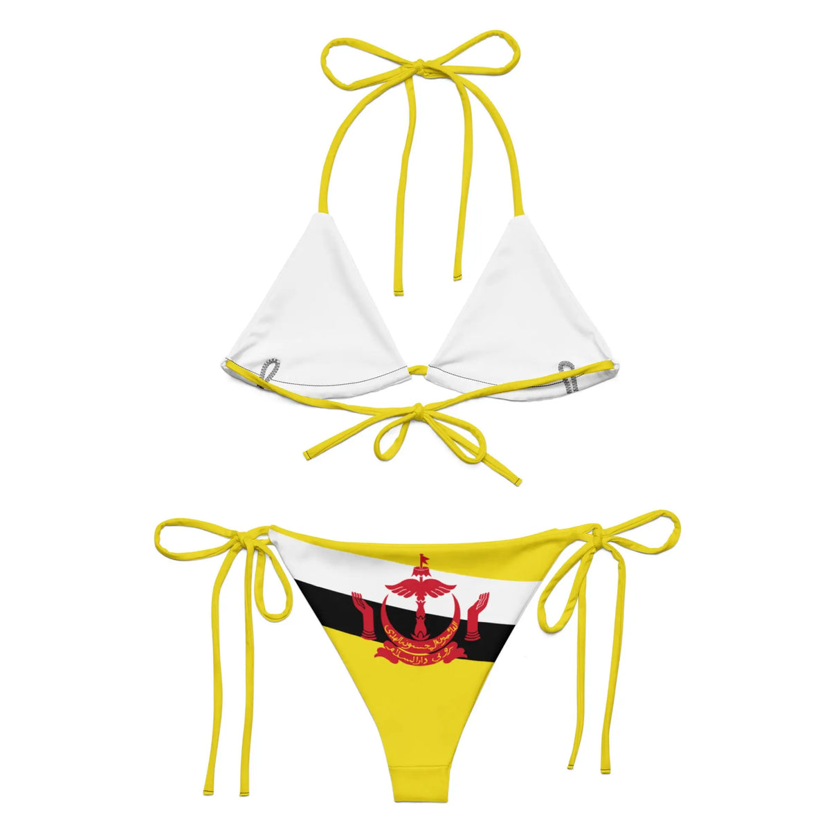 Bikini drapeau brunei cordon recyclé orné impression all over