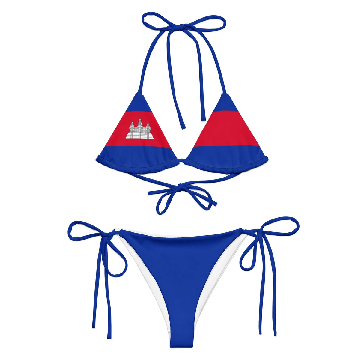Bikini drapeau cambodge à cordon recyclé orné confortable