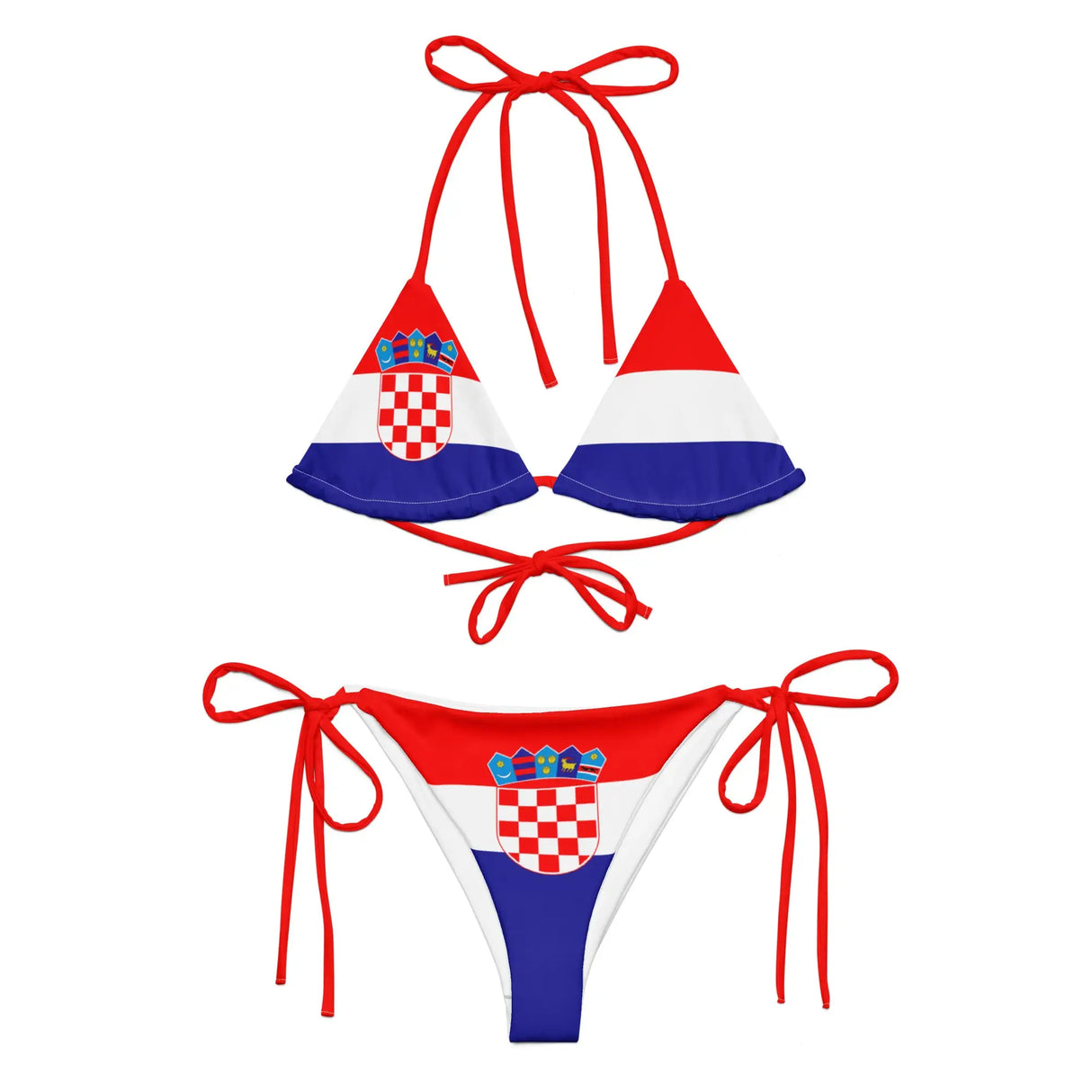 Bikini drapeau croatie cordon recyclé orné anti uv