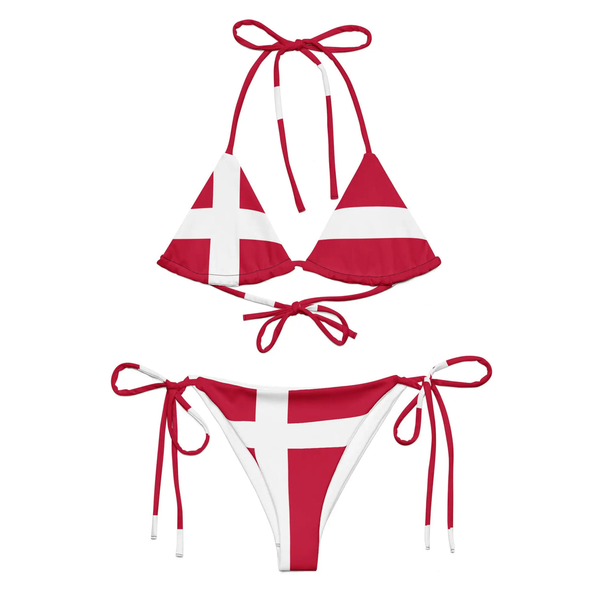 Bikini drapeau danemark à cordon recyclé orné confortable