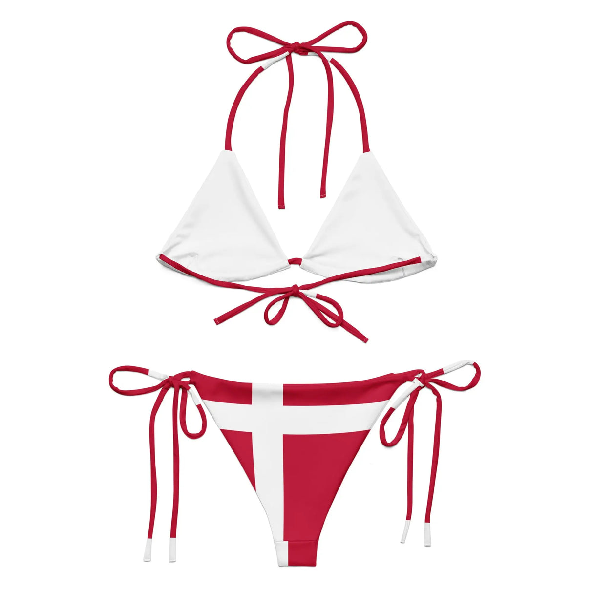 Bikini drapeau danemark à cordon recyclé orné confortable