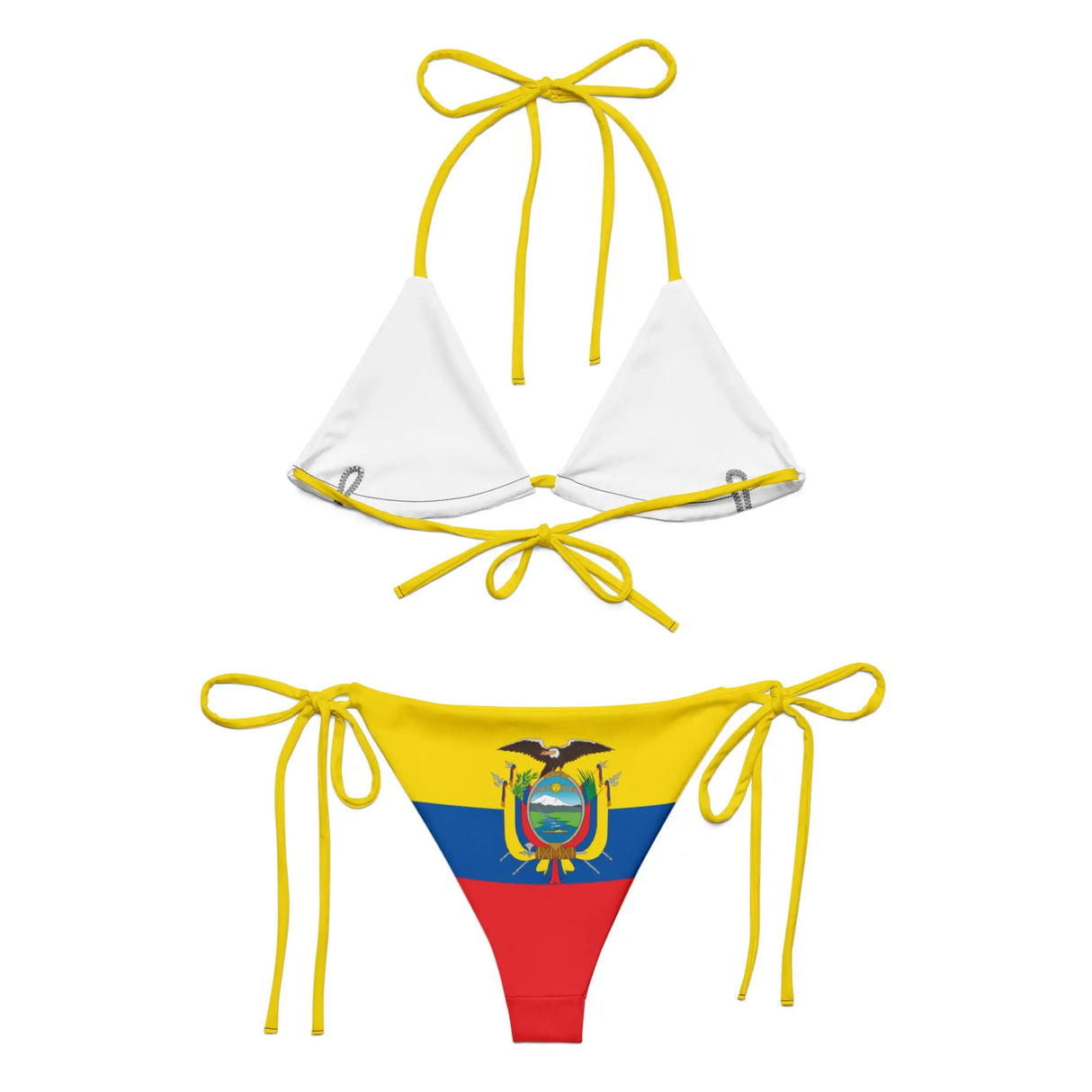 Bikini drapeau équateur à cordon recyclé orné uv
