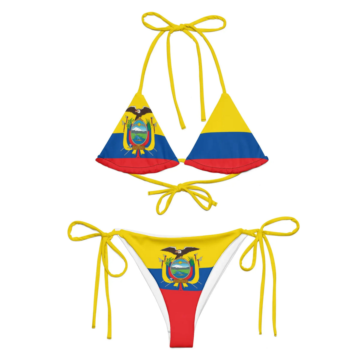 Bikini drapeau équateur à cordon recyclé orné uv