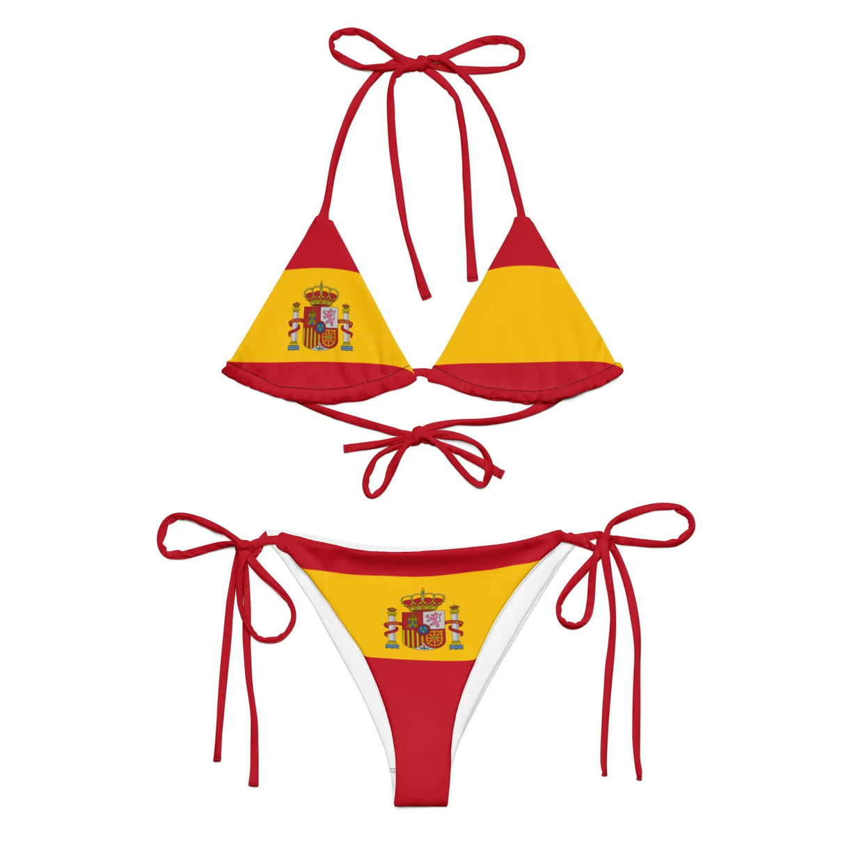 Bikini drapeau espagne cordon recyclé orné confortable