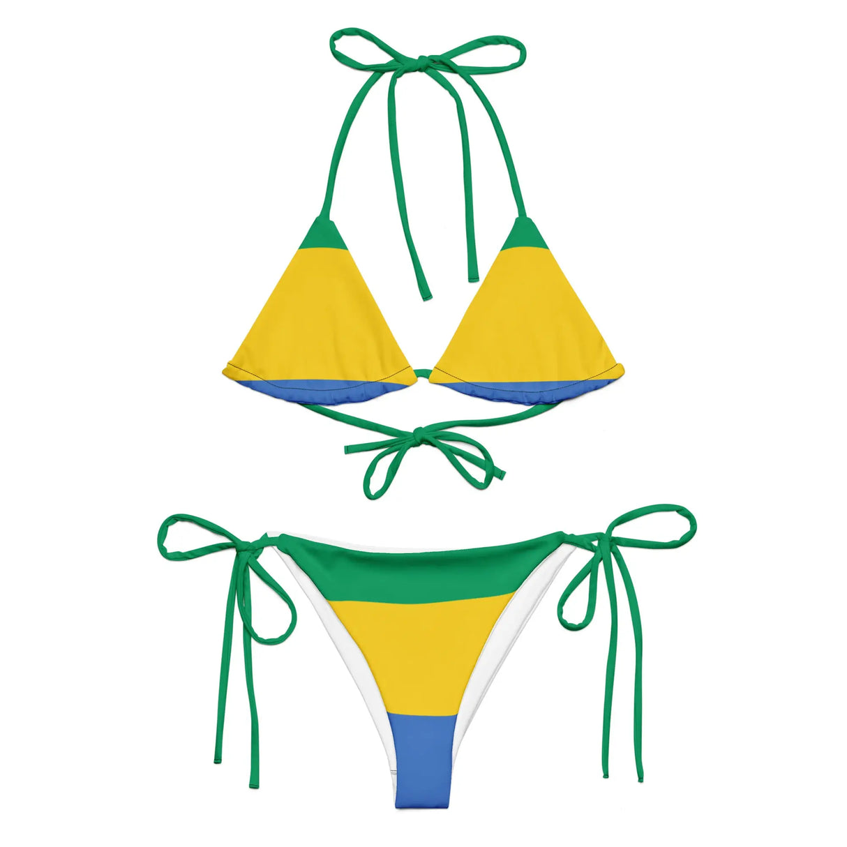 Bikini drapeau gabon à cordon recyclé orné confortable