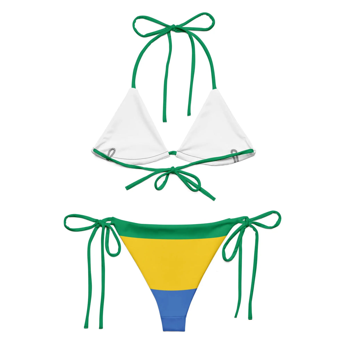 Bikini drapeau gabon à cordon recyclé orné confortable
