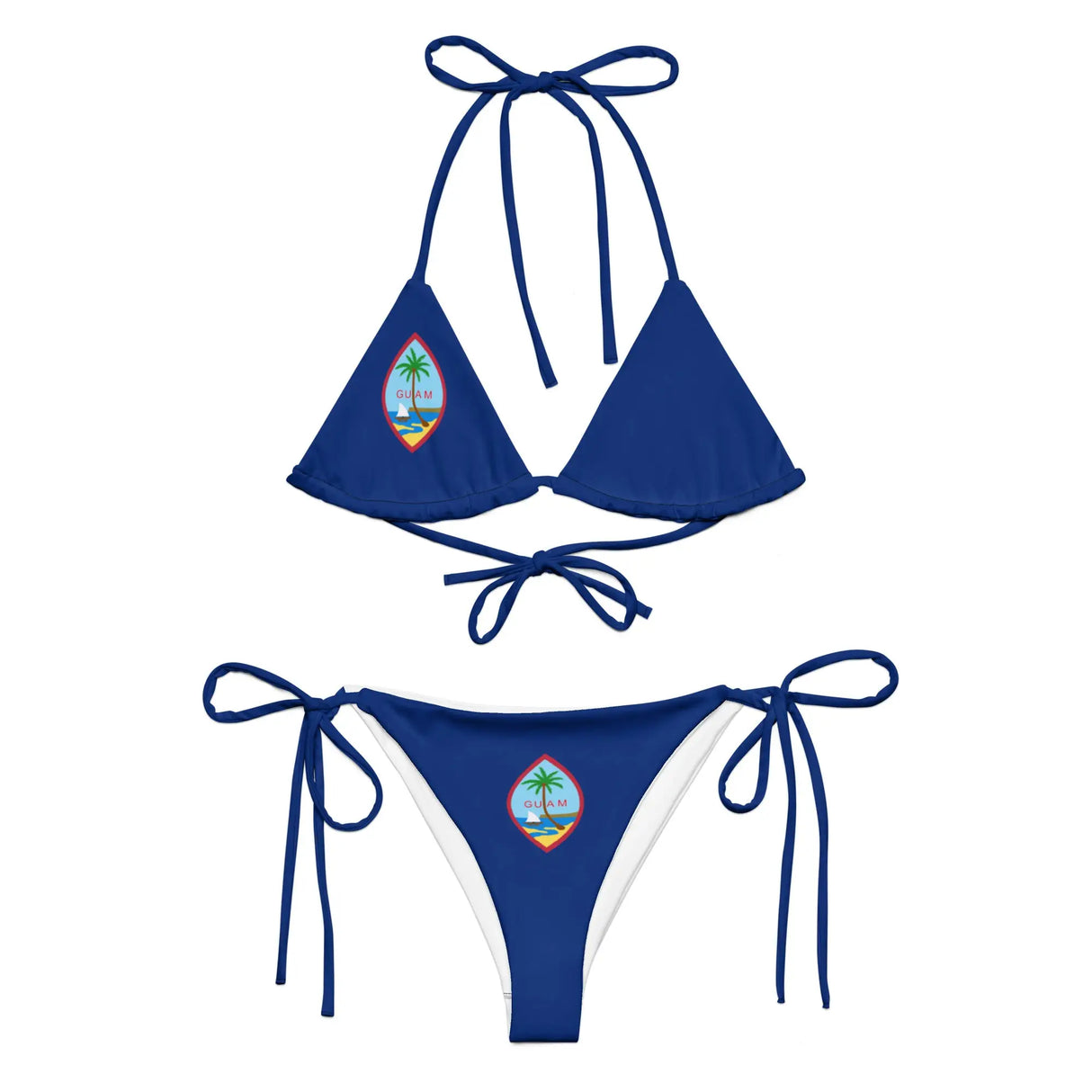 Bikini drapeau guam à cordon recyclé orné confortable