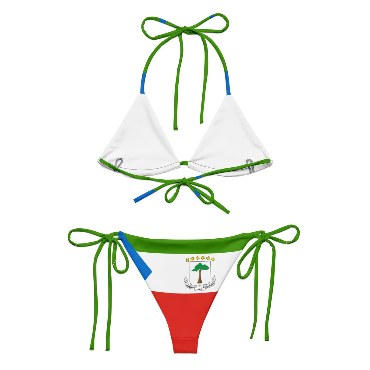 Bikini drapeau guinée équatoriale à cordon recyclé orné