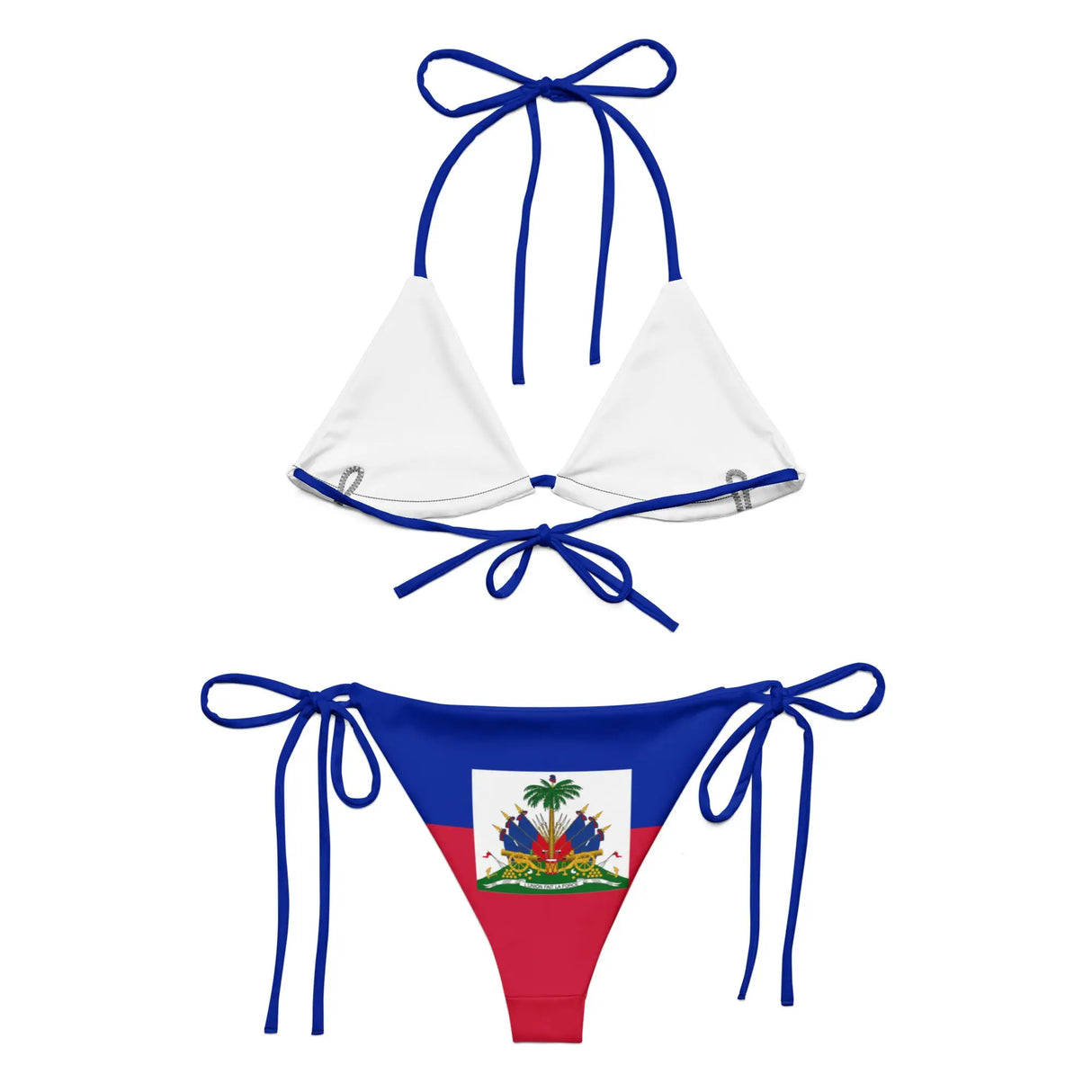 Bikini drapeau haïti à cordon recyclé orné confortable