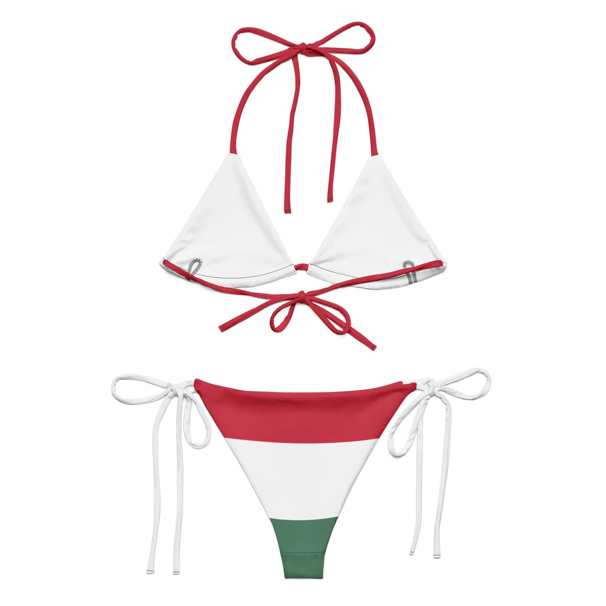 Bikini drapeau hongrie cordon recyclé orné confortable