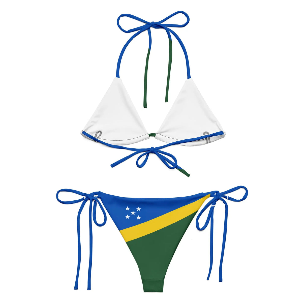 Bikini drapeau îles salomon à cordon recyclé orné