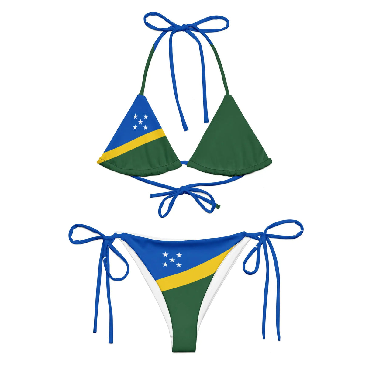 Bikini drapeau îles salomon à cordon recyclé orné