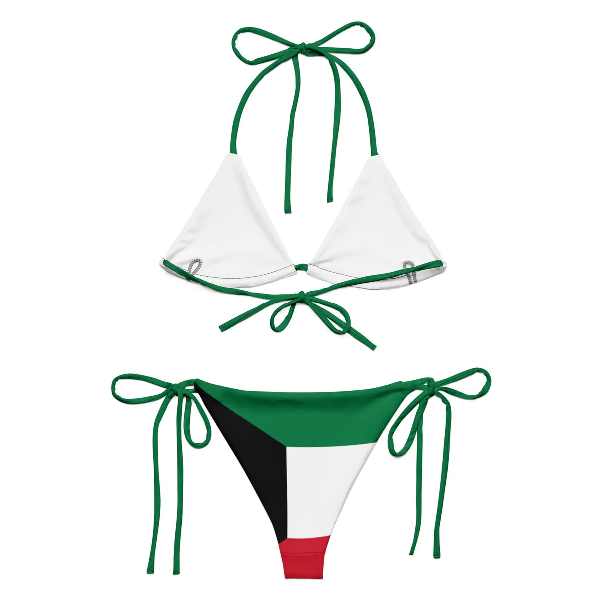 Bikini drapeau koweït cordon recyclé orné confortable