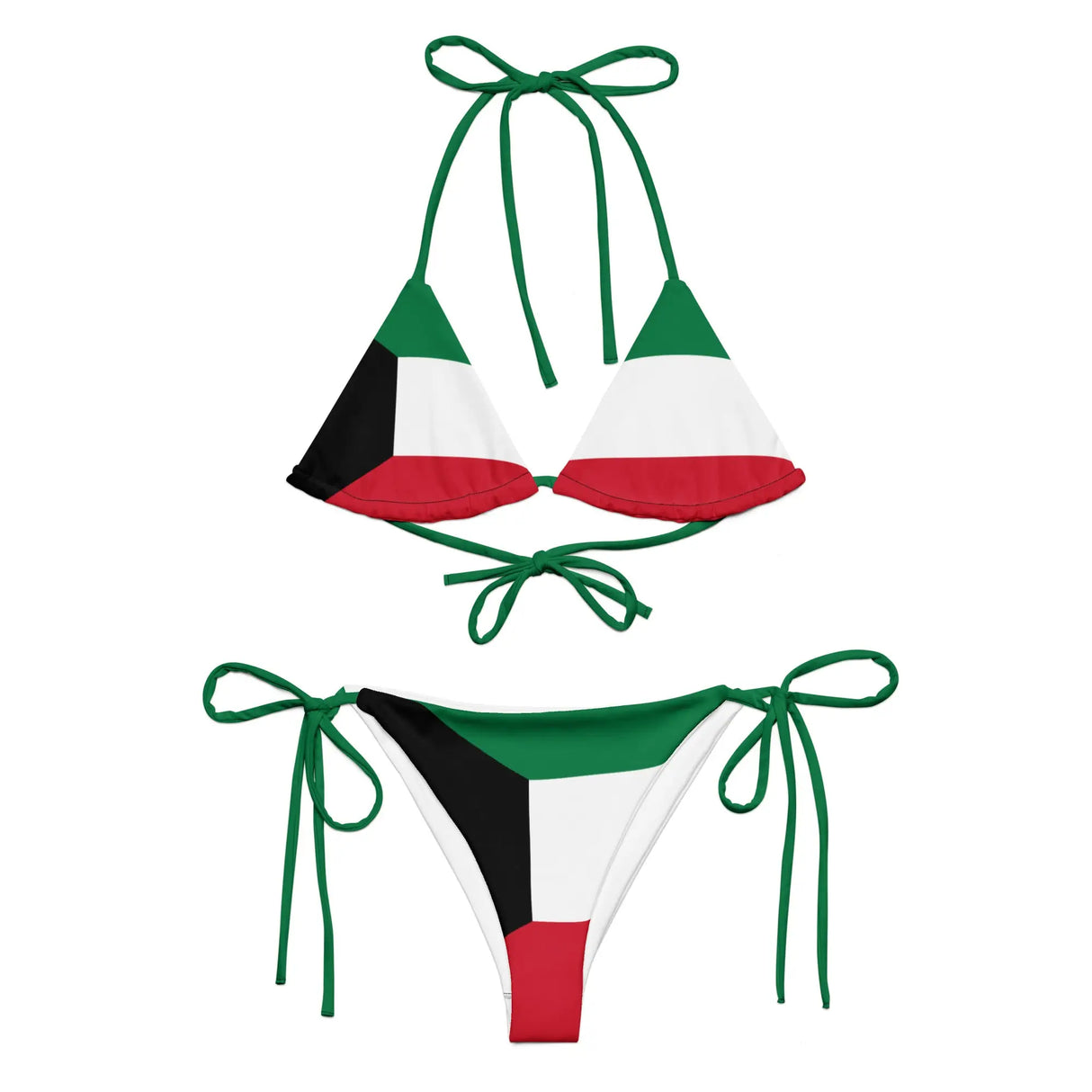 Bikini drapeau koweït cordon recyclé orné confortable