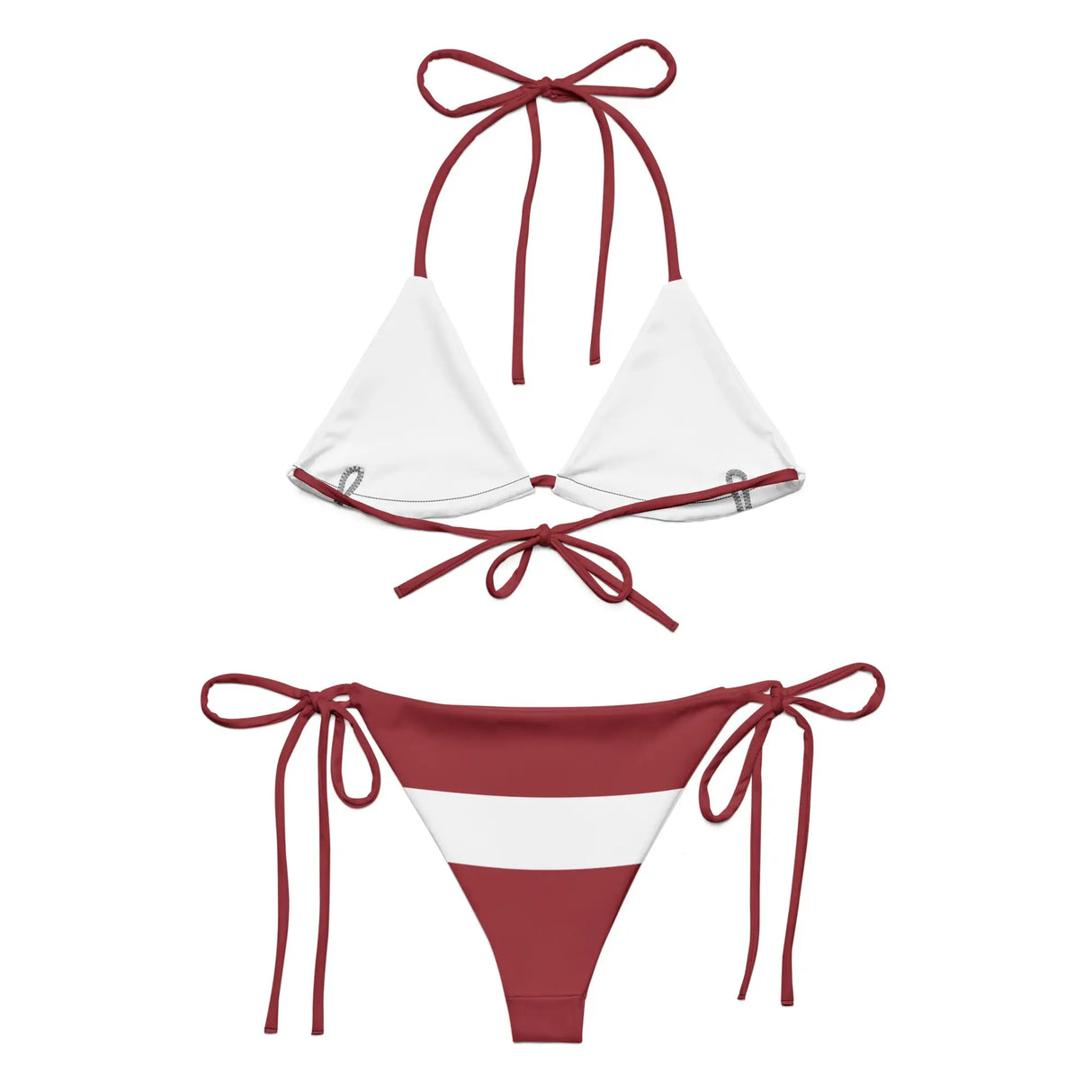 Bikini drapeau lettonie cordon recyclé orné ajustable