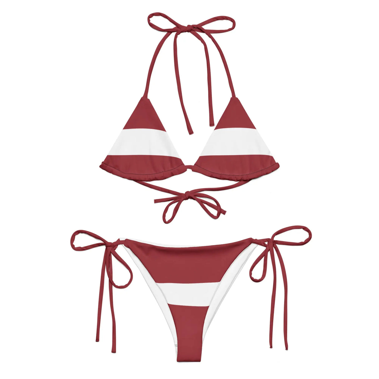 Bikini drapeau lettonie cordon recyclé orné ajustable