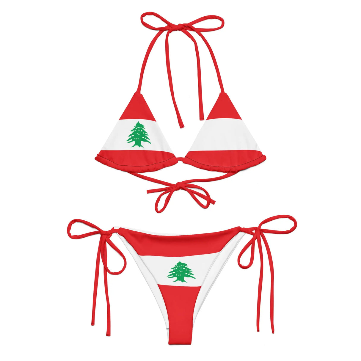 Bikini drapeau liban cordon recyclé orné confortable