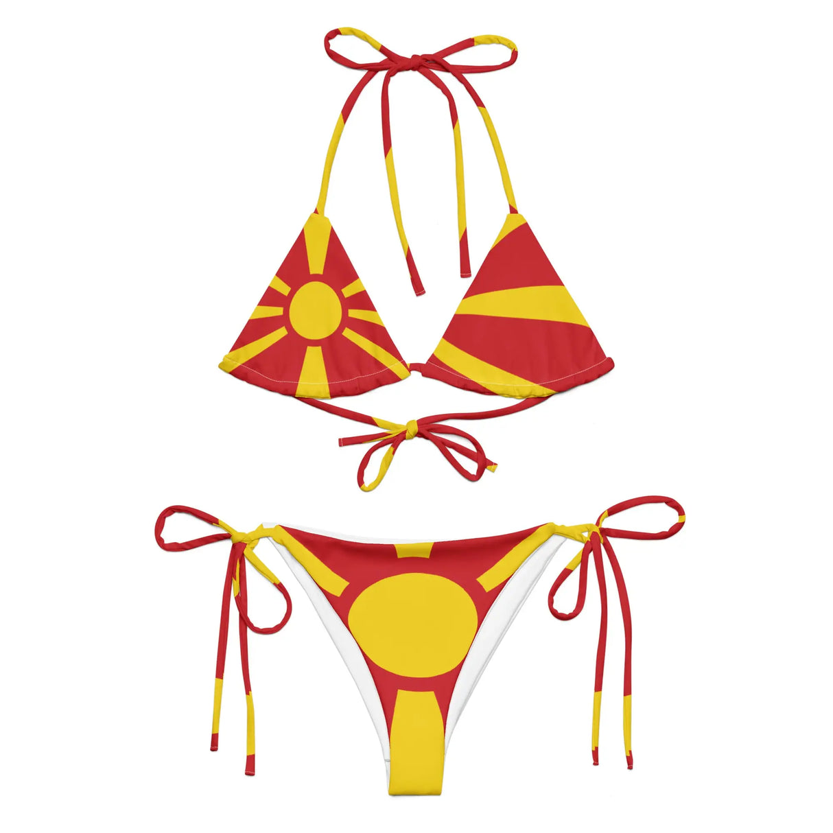 Bikini drapeau macédoine du nord à cordon recyclé orné