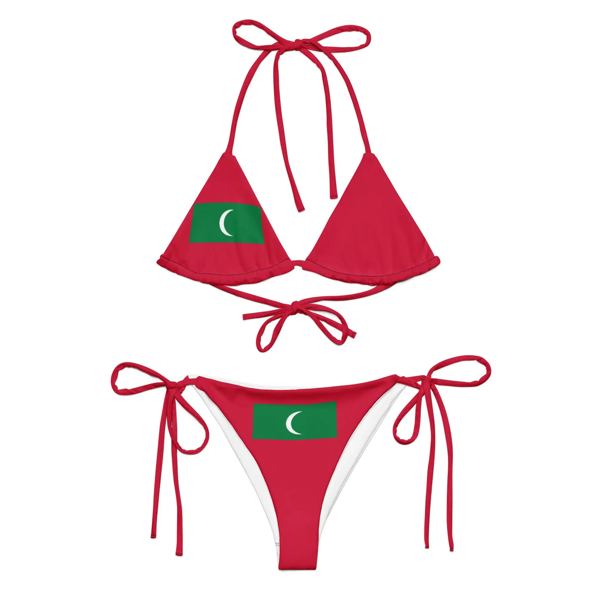 Bikini drapeau maldives à cordon recyclé orné confortable