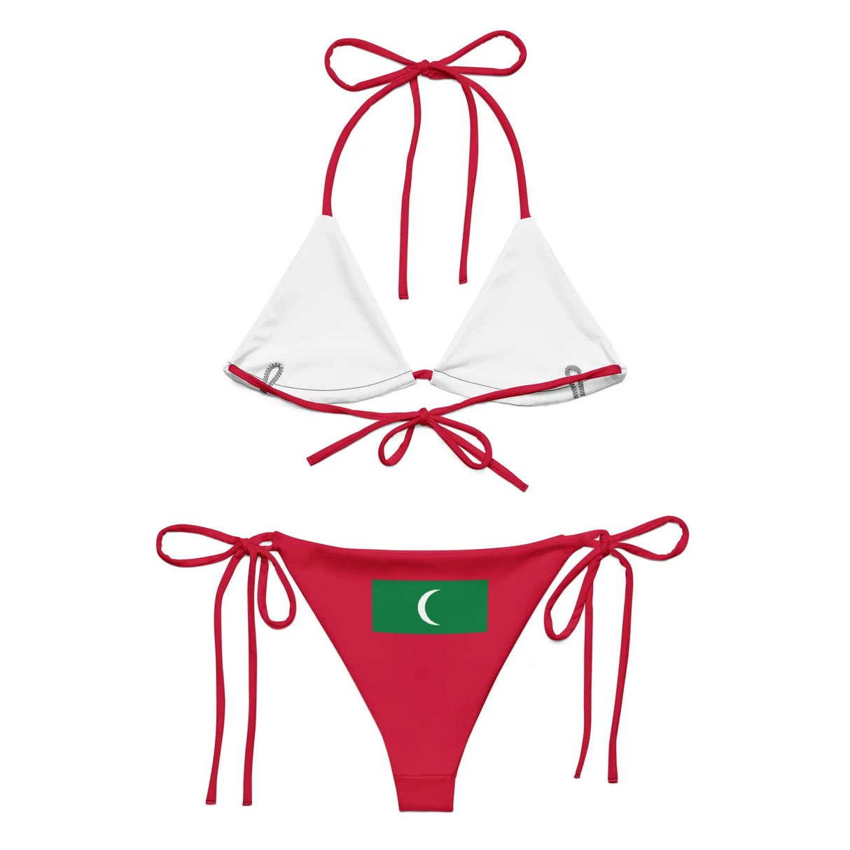 Bikini drapeau maldives à cordon recyclé orné confortable