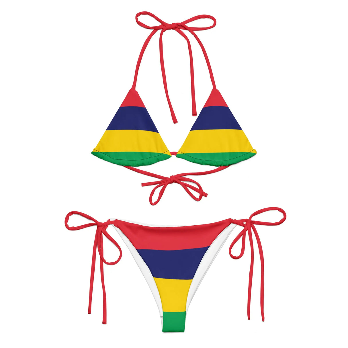 Bikini drapeau maurice à cordon recyclé orné confortable