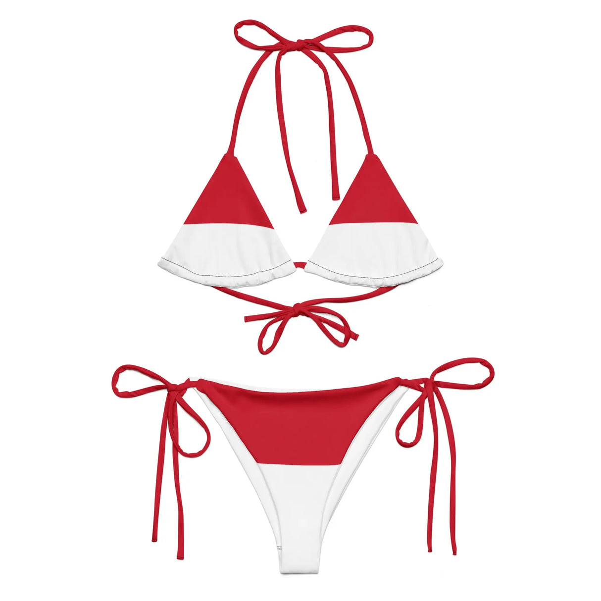 Bikini drapeau monaco cordon recyclé orné impression all over